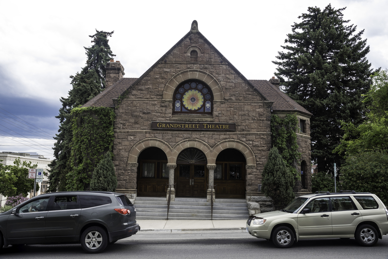 Stone facade and arched entrance of Grandstreet Theatre in Helena