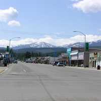 Downtown Libby with sky and clouds in Montana