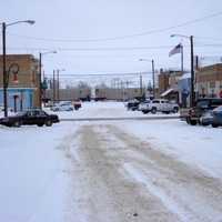 Logan Avenue in Downtown Terry during a snow day, Montana