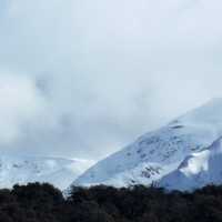 Snowy Mountain with clouds landscape in Montana