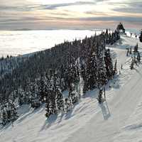 View from top of Big Mountain, near Whitefish, in winter in Montana