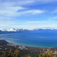 Aerial Full View of Scenic Lake Tahoe