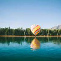 Hot Air Balloon touching down on Lake Tahoe