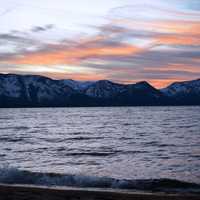 Lake Tahoe Landscape at Down with Mountains