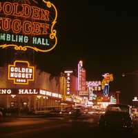 Golden Nugget and Pioneer Club in 1952 in Las Vegas, Nevada