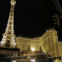 Hotel Paris Lighted Up at Night in Las Vegas, Nevada