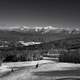 Black and White Winter landscape with mountains in New Hampshire