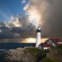 Lighthouse sky and landscape in Portsmouth, New Hampshire