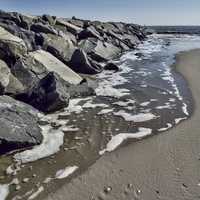 Rocks on the coast in Atlantic City, New Jersey