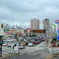 Looking at I-78 crosses Jersey Avenue on its way to Holland Tunnel in Jersey City, New Jersey