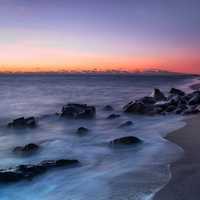 Waves washing on the beach and landscape in New Jersey