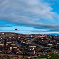 Hot Air Balloon above the cityscape of Albuquerque, New Mexico