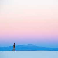 Person walking on the white sands landscape, New Mexico, Landscape