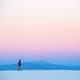 Person walking on the white sands landscape, New Mexico, Landscape