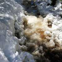 Slush and snow in the Adirondack Mountains, New York