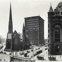 1911 panorama of Main St. and Shelton Square in Buffalo, New York