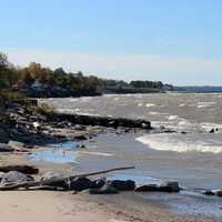 Water washing on the shores of Lake Eerie in Buffalo, New York