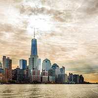 Sunlight shining down on the skyscrapers in Manhattan, New York