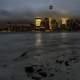 New York City Skyline under dark storm clouds