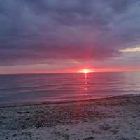 Sunset over the water at Angola, New York