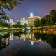 Across the lake looking at Charlotte at night in North Carolina