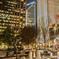 Downtown Charlotte at night in North Carolina