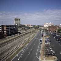 Large Street and cars in Durham, North Carolina