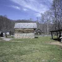 Old wooden log cabins village in Great Smoky Mountains National Park, North Carolina