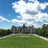 Biltmore Mansion under the sky and clouds in North Carolina