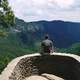 Looking at the landscape of the mountains with sky and clouds in Marion, North Carolina