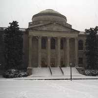 Louis Round Wilson Library in snow at UNC, Chapel Hill, North Carolina