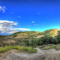 Clear skies over the mounds at Theodore Roosevelt National Park, North Dakota