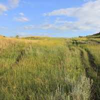 Hiking trail on a clear day at Theodore Roosevelt National Park, North Dakota