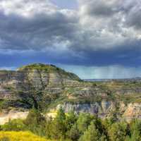 Rain on the hills at Theodore Roosevelt National Park, North Dakota