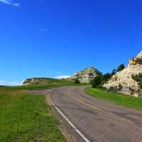 Roadway in the park at Theodore Roosevelt National Park, North Dakota