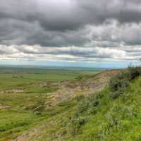 Clouds at the side of the hill at White Butte, North Dakota