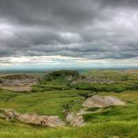 Ridges and landscape from the top at White Butte, North Dakota