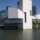 Rock and Roll hall of fame on the river in Cleveland, Ohio