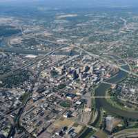 Aerial view of Downtown Dayton, Ohio