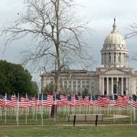 Flags for Children in front of the Capital building in Oklahoma City