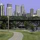 River parks trail system traverses the banks of the Arkansas River in Tulsa, Oklahoma