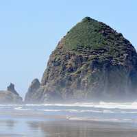 Giant Rock Coming out of the sea at Cannon Beach, Oregon