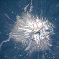 Satellite Image overhead look of Mount Hood, Oregon