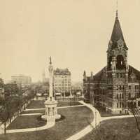 City Hall and Soldiers Monument in 1919 in Scranton, Pennsylvania