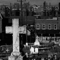 Graveyard with Bethlehem Steel in background, 1935 in Pennsylvania