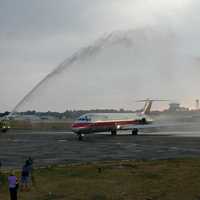 The last DC-9 to fly for US Air arriving at Erie International Airport in Pennsylvania