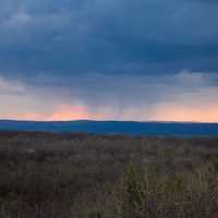 Rain clouds over the mountains at Dawn