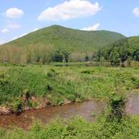 Landscape, hills, and stream at Sinnemahoning State Park, Pennsylvania
