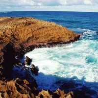 Rocky shoreline and waves in Puerto Rico