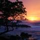 Sunset landscape with big waves in Puerto Rico